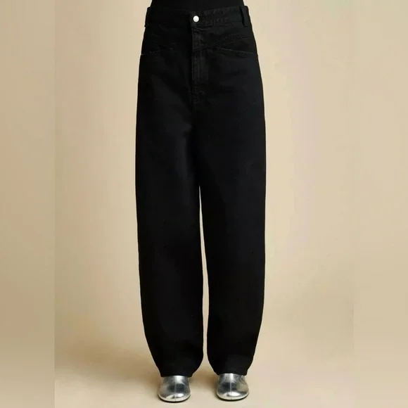 Khaite Preen Denim High Rise Wide Leg Denim Jeans in Black - Size 32 retail $680 - Picture 3 of 16